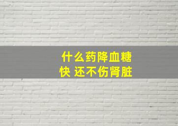 什么药降血糖快 还不伤肾脏